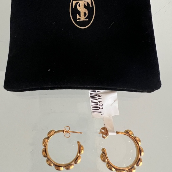 SYLVIA TOLEDANO Boucles D'oreilles Mini Creole 22K Gold Plated Hoops - Picture 3 of 8